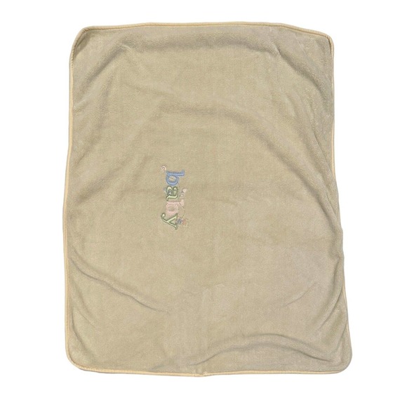 Carters Vtg Yellow BABY Spellout Applique Patch Soft Kids Security Blanket Lovey
